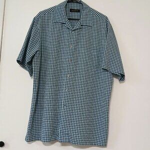 Bugatchi Uomo Men's Short Sleeve Check Shirt Size L Modal Blend